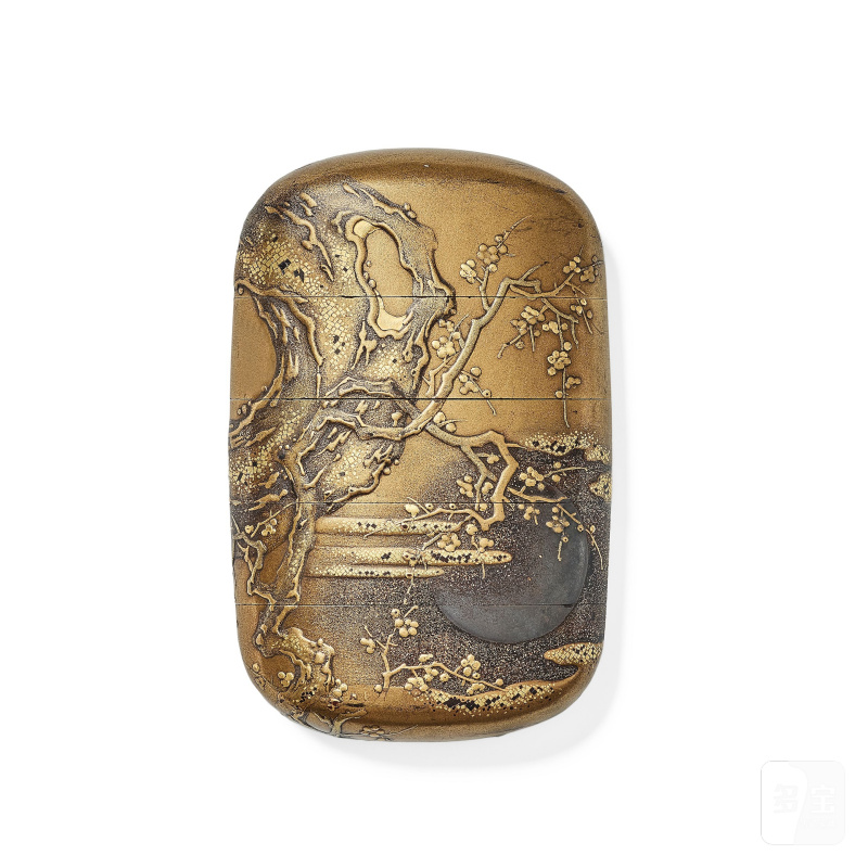 山田常嘉 十九世紀 漆金四格印龍 | A FOUR-CASE LACQUER INRO